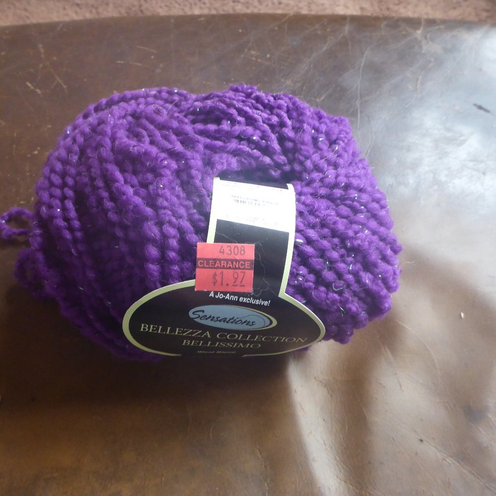 1 Ball Sensations Bellezza Collection Bellissimo Wool Blend Yarn Color Purple